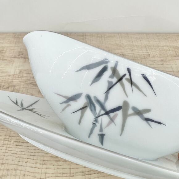 Noritake VINTAGE 1950s Japanese Porcelain Gravy Boat Handpainted Bamboo 2133 B09 - Picture 5 of 9